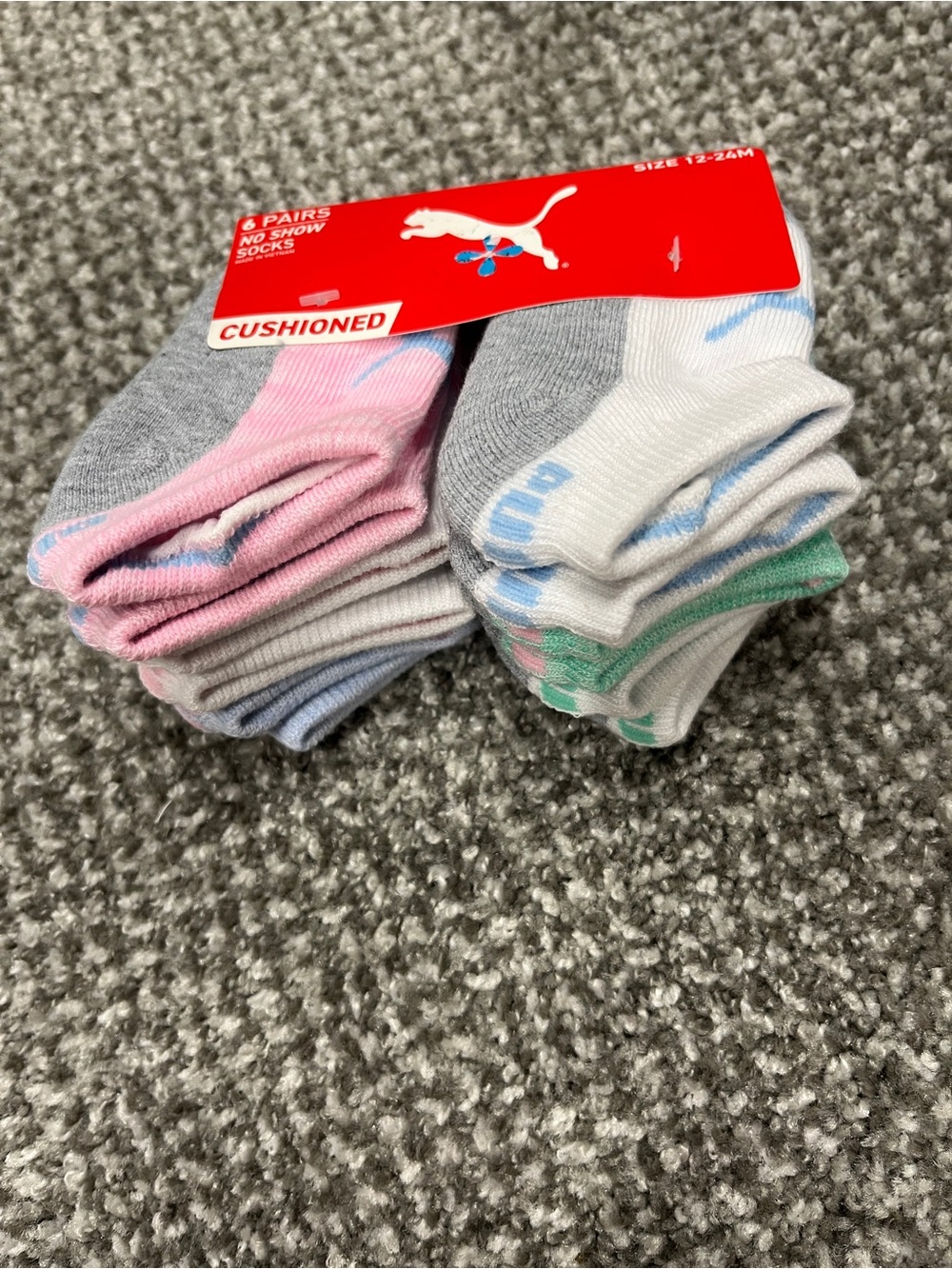 NEW Puma no show socks baby socks toddler girls active cushioned 12-24m months